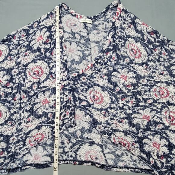 Abercrombie Fitch Cardigan Sweater Women One Size Blue Stretch Preppy Floral Top - Picture 5 of 9